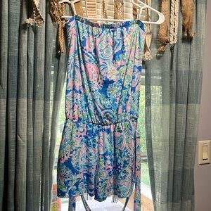 Lilly Pulitzer size small strapless romper with a tie and pockets